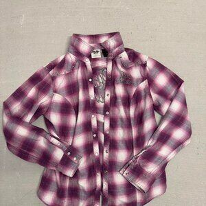 Harley Davidson purple plaid long sleeve shirt